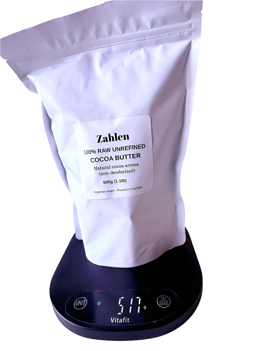 Zahlen Raw Cocoa Butter- Unrefined & Non Deodorized (500g/1.1lb)