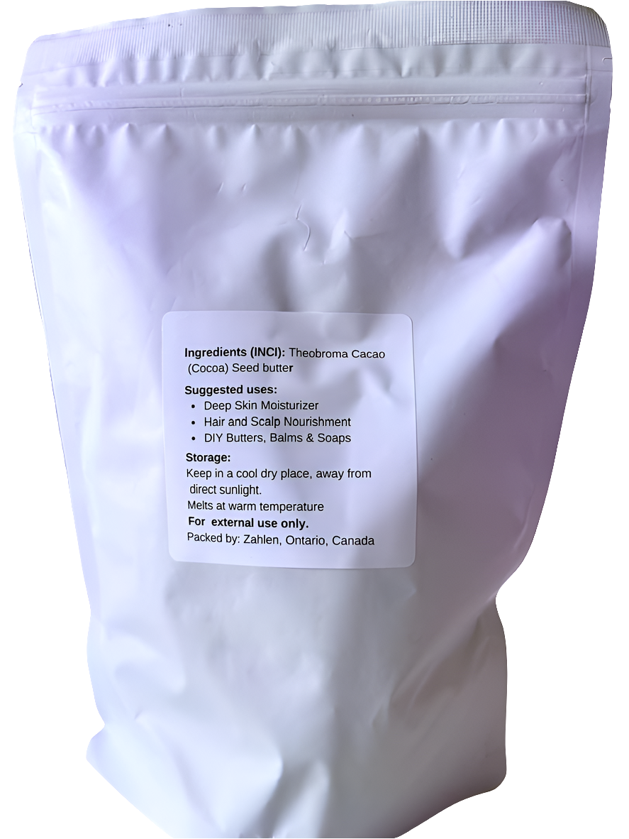 Zahlen Raw Cocoa Butter- Unrefined & Non Deodorized (500g/1.1lb)